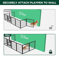 FXW Dog-Playpen-Stability Solution secures play area where space is limited.
