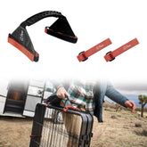 FXW Easy-Carry Straps handle facilitates RV-to-campsite transport of the dog playpen.