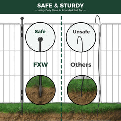 FXW MiniPaws Unleashed outdoor setup uses ground stakes for added stability.