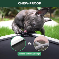 FXW TitanNest aluminum-frame-edges close-up highlighting sturdy, dog-safe construction.