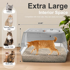 FZGhome XL litter box with lid, top view showing enclosed option for odor control.