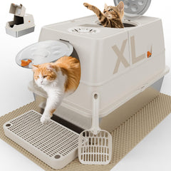 FZGhome stainless steel XL litter box with lid offers privacy and containment for big cats.