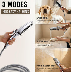 G-Promise pause mode on dog shower attachment saves water during lather