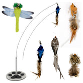 GADGETSOLOGY cat wand toy with adjustable wand keeps indoor cats engaged in active play.