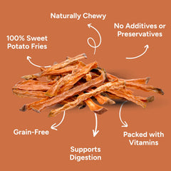 Gaines Family Farmstead Sweet Potato Fries close-up texture shows crisp, fiber-rich surface