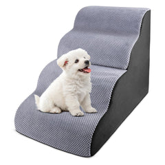 Galleyby 4 Steps Pet Stairs curved design offers gentle bed access for small dogs.