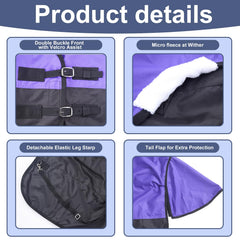 Gallopoff waterproof outer layer demonstrates rain protection for paddock turnout