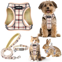 GAMUDA small dog harness beige step-in shows easy on-and-off for daily walks