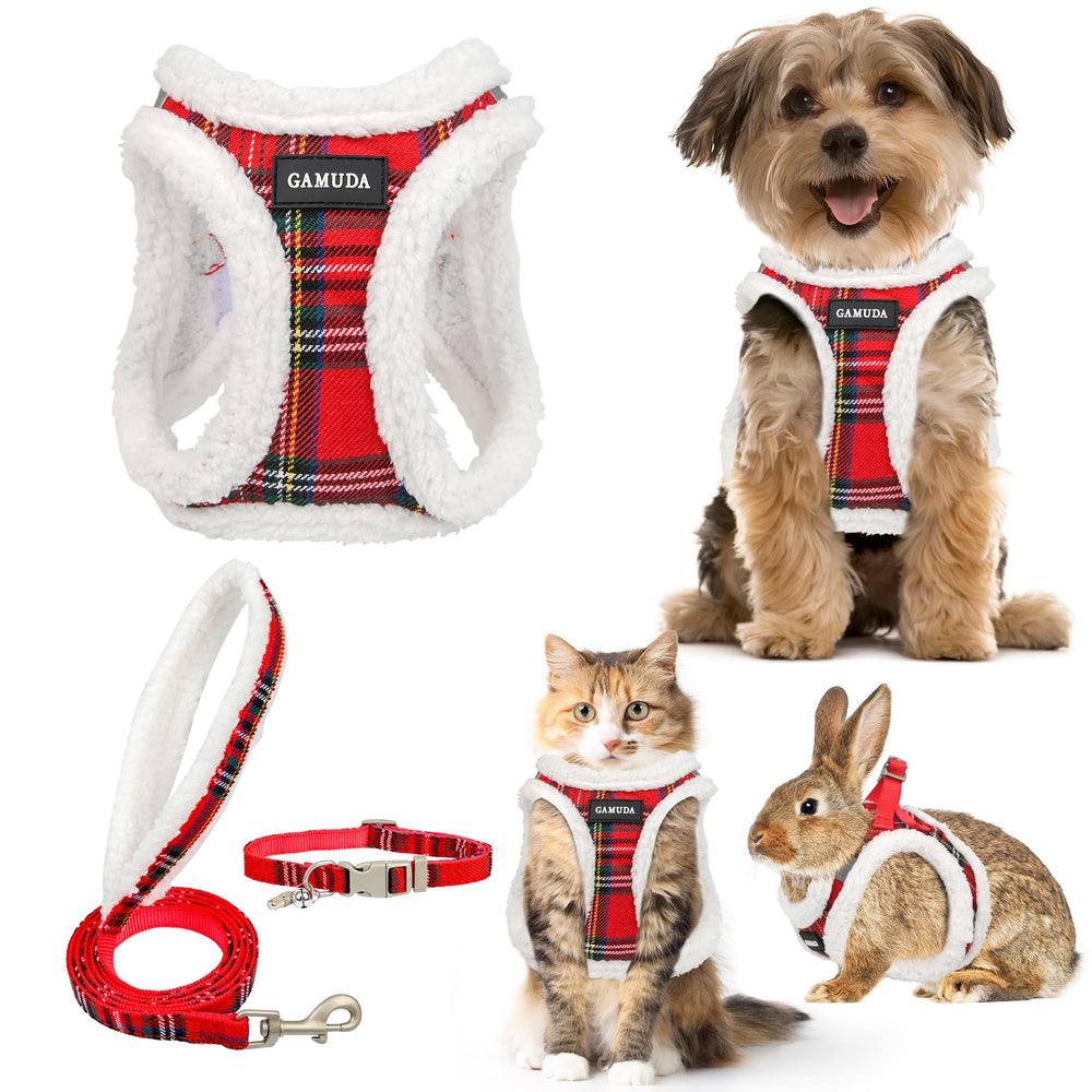 GAMUDA small dog harness step-in in warm red XS for safe, comfortable walks.