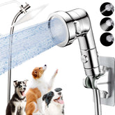 Ganciu dog shower attachment chrome head enables easy pet baths and thorough rinsing.
