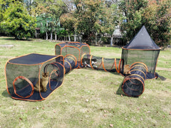 Gaorui 6 in 1 cat enclosure assembled, a safe outdoor play area for small pets.