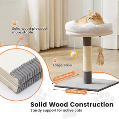 Gardner Pet solid wood base provides stable support during playful moments.