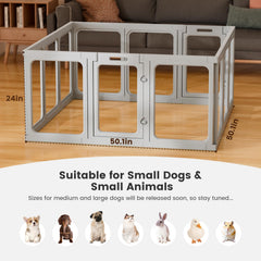 Gardner Pet clear acrylic dog playpen front view shows bright visibility for pet monitoring