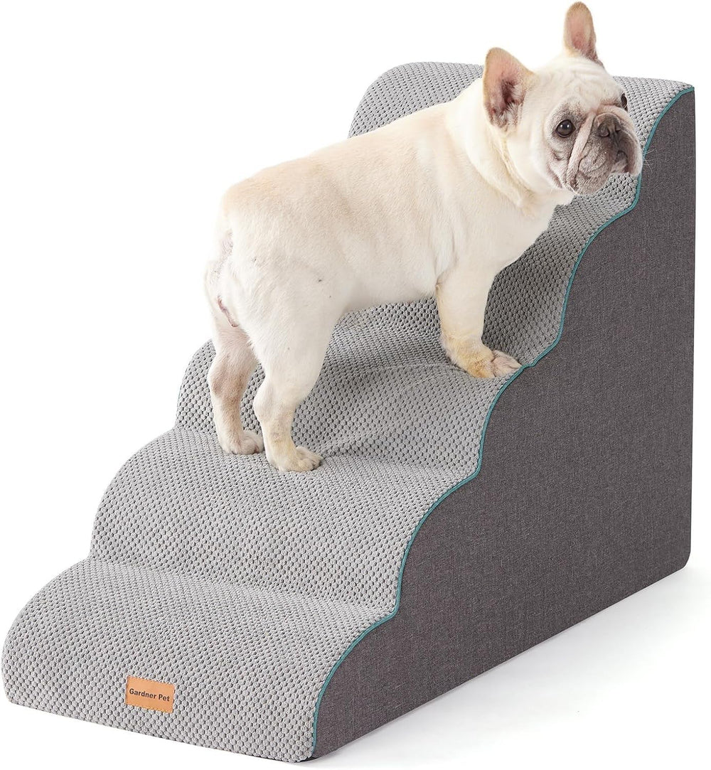 Gardner Pet dog stairs curved 5-step side view with portable handle for easy relocation