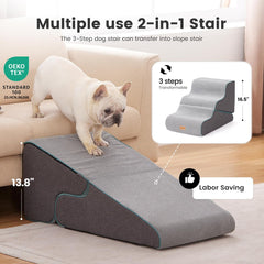 Gardner Pet 3-step stair side view highlighting easy access to sofa.