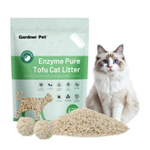 Gardner Pet Enzyme Tofu Litter showing odor-control action for a fresher home.