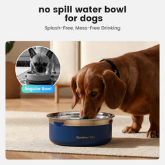Gardner Pet Slow Water Bowl spill-free design minimizes floor spills.