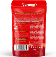 Gargeer Spectrum color-enhancement features marigold carotenoids boosting crab vibrancy.