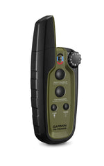 Garmin Sport PRO dog device mounted on collar enabling tone, vibration, and beacon signaling