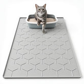 Garoopion cat mat for litter box, 34x22, gray, designed to trap litter and reduce tracking.