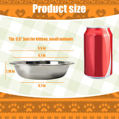 GCVOPTON shallow stainless bowl eases whisker contact during meals.