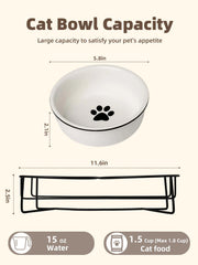 GDCZ ceramics raised cat bowls dual-bowl design keeps food and water handy