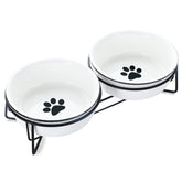 GDCZ ceramics raised cat bowls on white stand for elevated feeding and easy reach