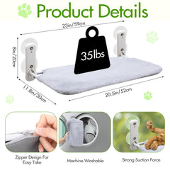 Geelin sturdy stainless frame cat window hammock with strong suction cups on glass