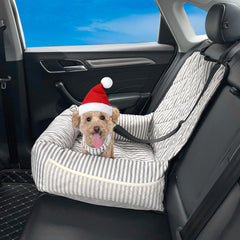 GeerDuo dog car seat stripes front view provides secure travel for small to medium dogs.