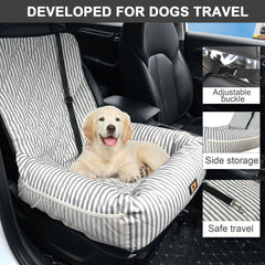 GeerDuo dog car seat stripes inside shot shows comfortable fit.