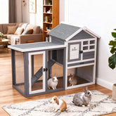 GEGURI large rabbit hutch spacious-area view for indoor/outdoor versatility.