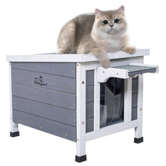 GEGURI Outdoor Cat House exterior view shows weatherproof protection for outdoor cats.