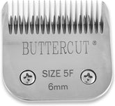 Geib Buttercut 5F blade with a 1/4 inch cut in red for precise trimming.