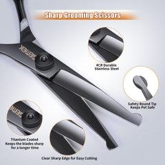 GEMEK 7-inch thinning scissors help achieve natural fur texture.