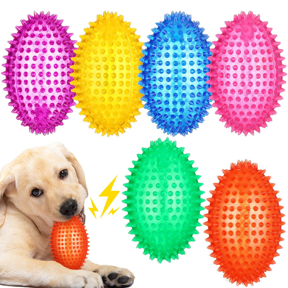 Gemscream spiky football dog toy set 01 offers a sturdy grip for larger dogs.
