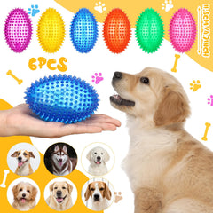 Gemscream spiky football dog toy set 02 supports rugged play and fetch.