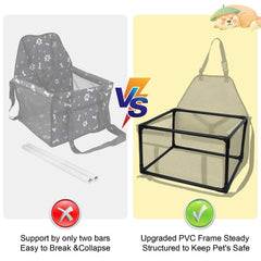 GENORTH dog car seat side-angled shows easy installation and sturdy frame