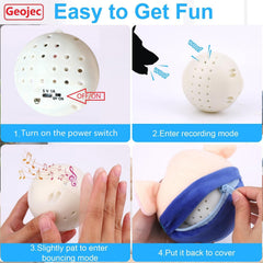 Geojec Interactive Dog Ball squeak focuses attention with playful squeak cues.