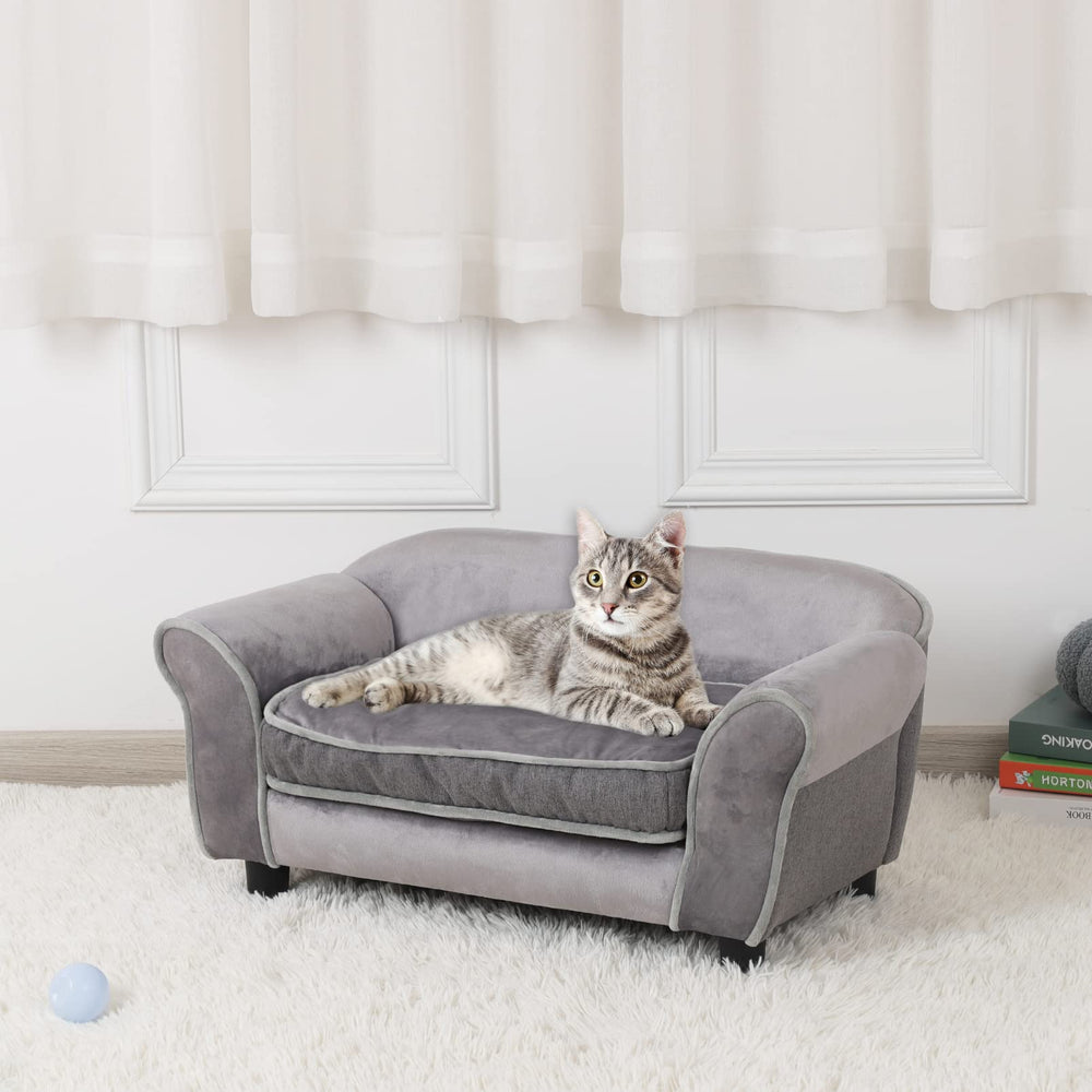 Getifun small-dog-sofa-bed with wood-frame provides sturdy support for restful naps.