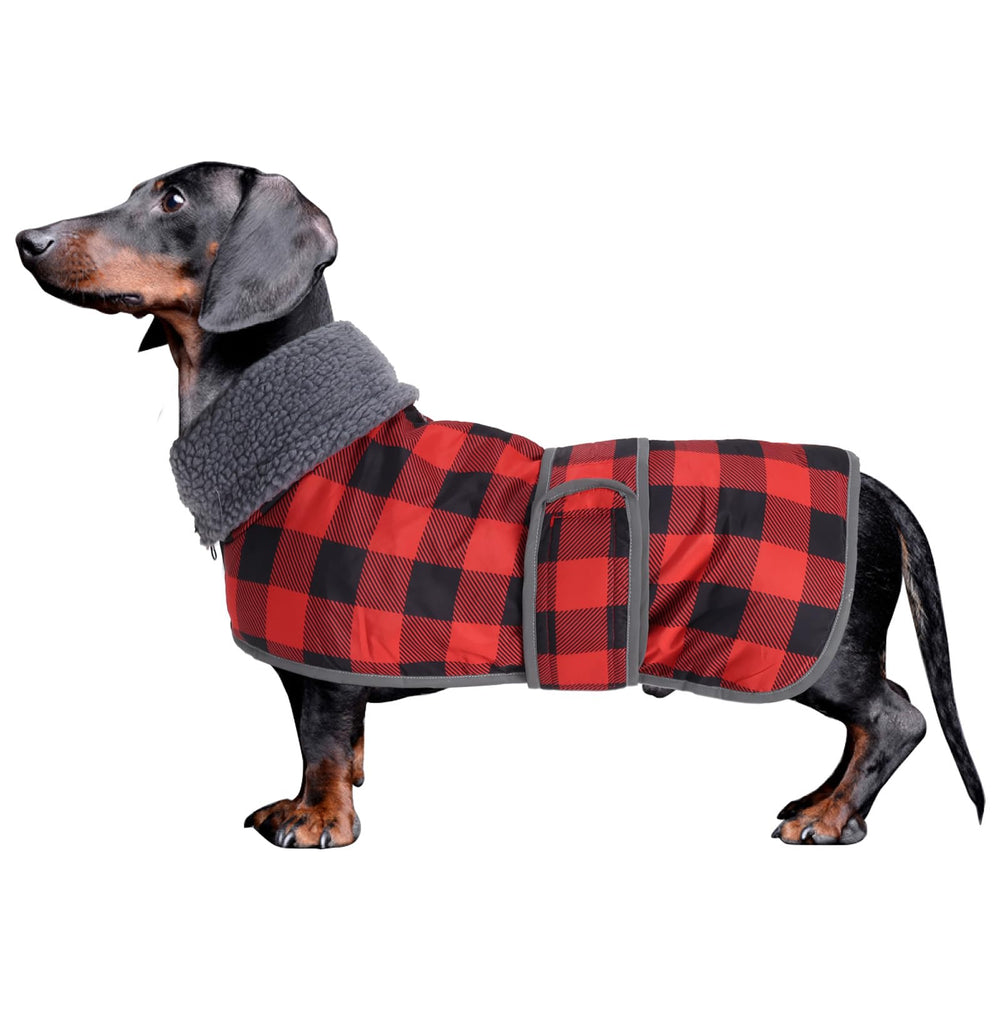 Geyecete Dachshund Winter Coat waterproof outer layer keeps your dog dry on walks.