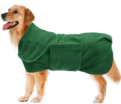 Geyecete dog drying coat folded green for compact storage and quick drying.