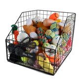 Geyecete dog toy basket front angle with ample toy storage for quick access