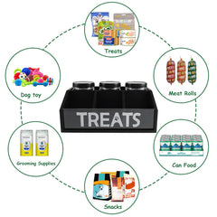 Geyecete treat organizer large mouth design makes refilling quick and spill-free.