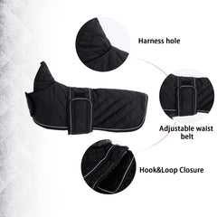 Geyecete warm coat back view with adjustable straps for secure fit