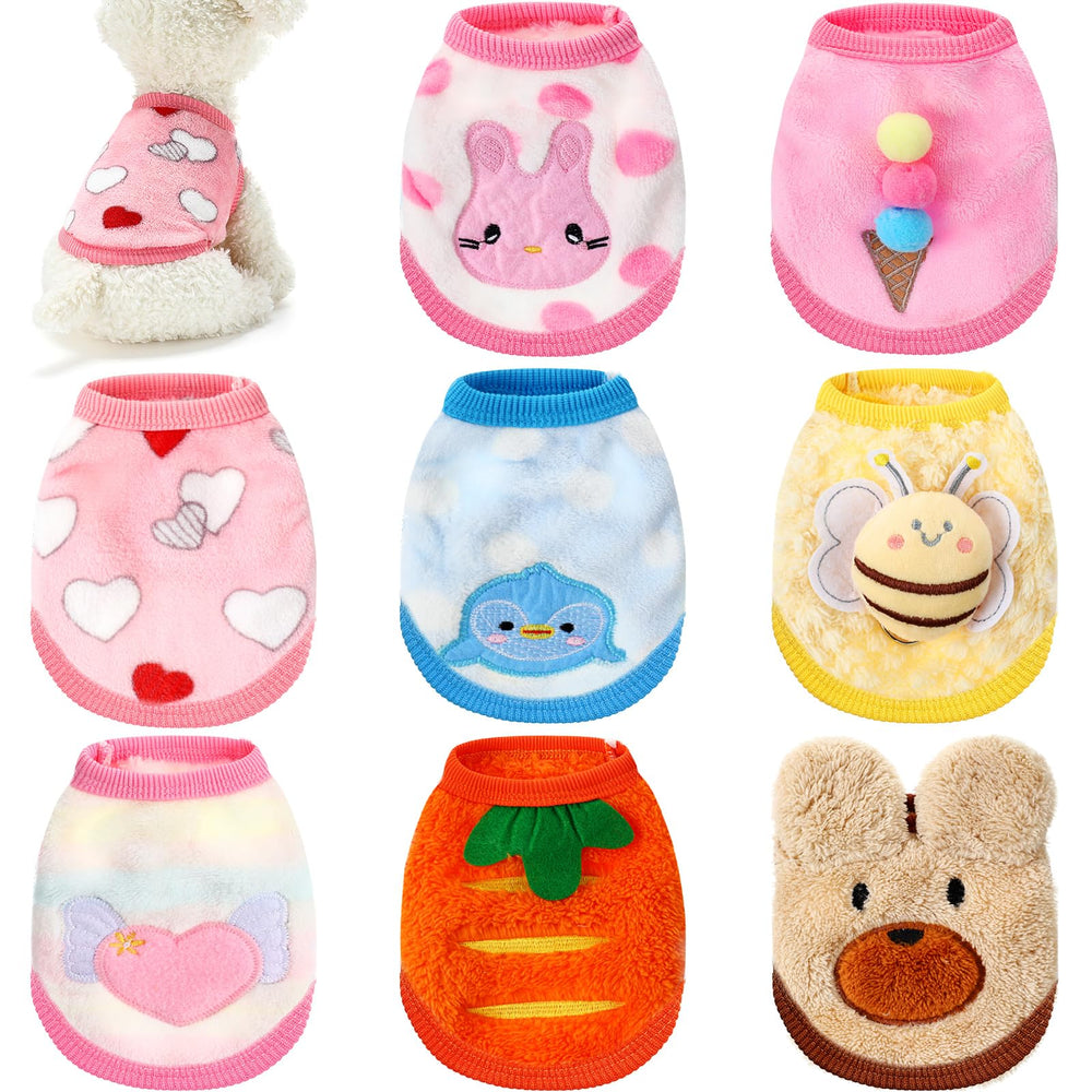 Geyoga 8-pcs winter pet clothes sweater package with varied patterns for small pets