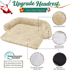 GGIB calming dog bed beige side-edges showing raised neck support.