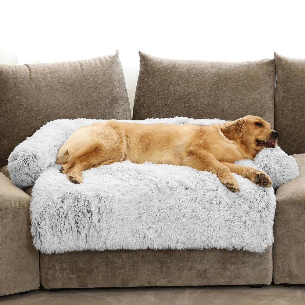GGIB Calming Dog Bed exterior in light grey provides cozy resting space.
