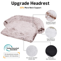 GGIB Calming Dog Bed extralarge rust-white rolled-travel shows portable comfort on trips.
