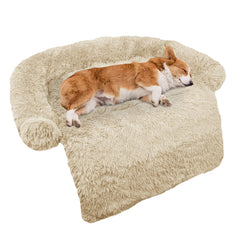 GGIB Calming Dog Bed medium beige front view showing cozy curved design