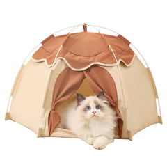 Gigreinc cat tent with flower canopy provides a cozy indoor retreat for curious cats.